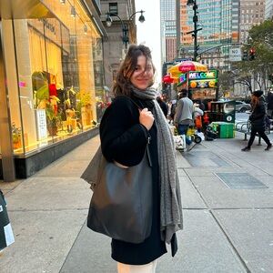 Cos leather shoulder bag • black • gold hardware • adjustable strap • hobo